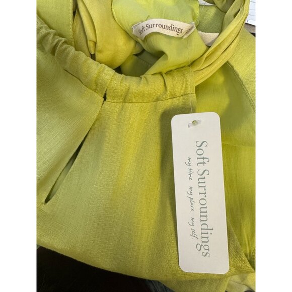 NWT Soft Surroundings Green-Yellow Linen Halter Maxi Dress - Picture 8 of 8